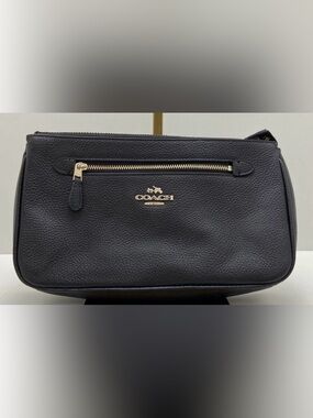 Coach Black Pebbled Leather Shoulder Bag with Gold Hardware